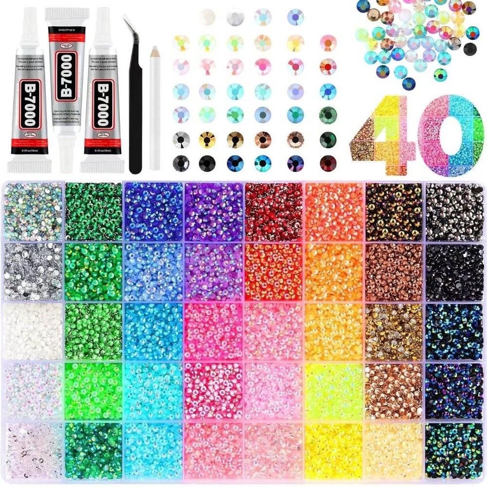 Rhinestone Nail Gem - مجموعة أحجار الراين الراتنجية متعددة الألوان