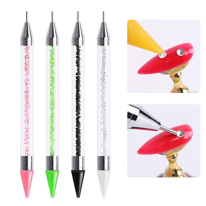Rhinestone Nail Gem - رسومات أظافر فرشاة للتقليم مزدوجة رئيس