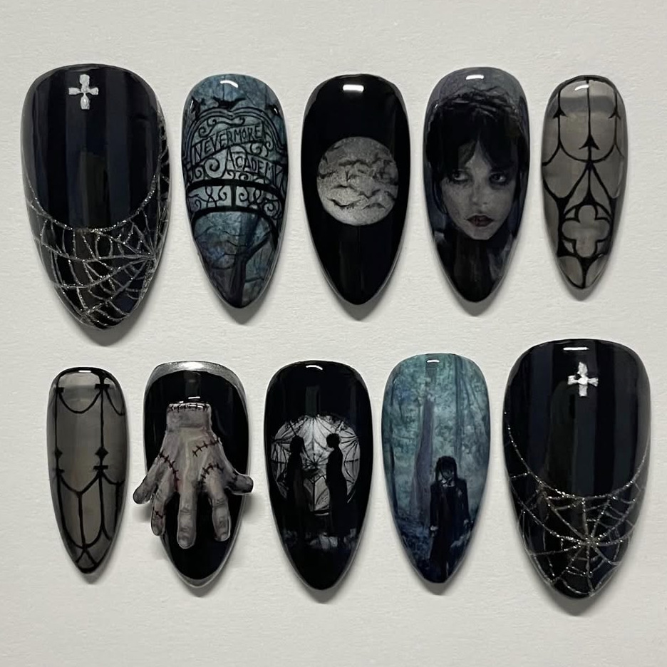 Nail Art Gothic - 24 قطعة من الأظافر الصناعية القوطية