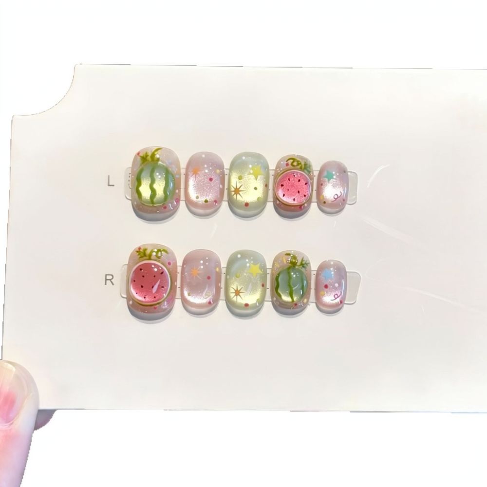أظافر قصيرة مصنوعة يدويًا، بتص - مراجعة Nail Art Extension Cat Eye وسعره