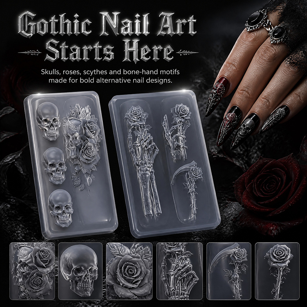 طقم قوالب سيليكون لفن الأظافر  - مراجعة Nail Art Gothic وسعره