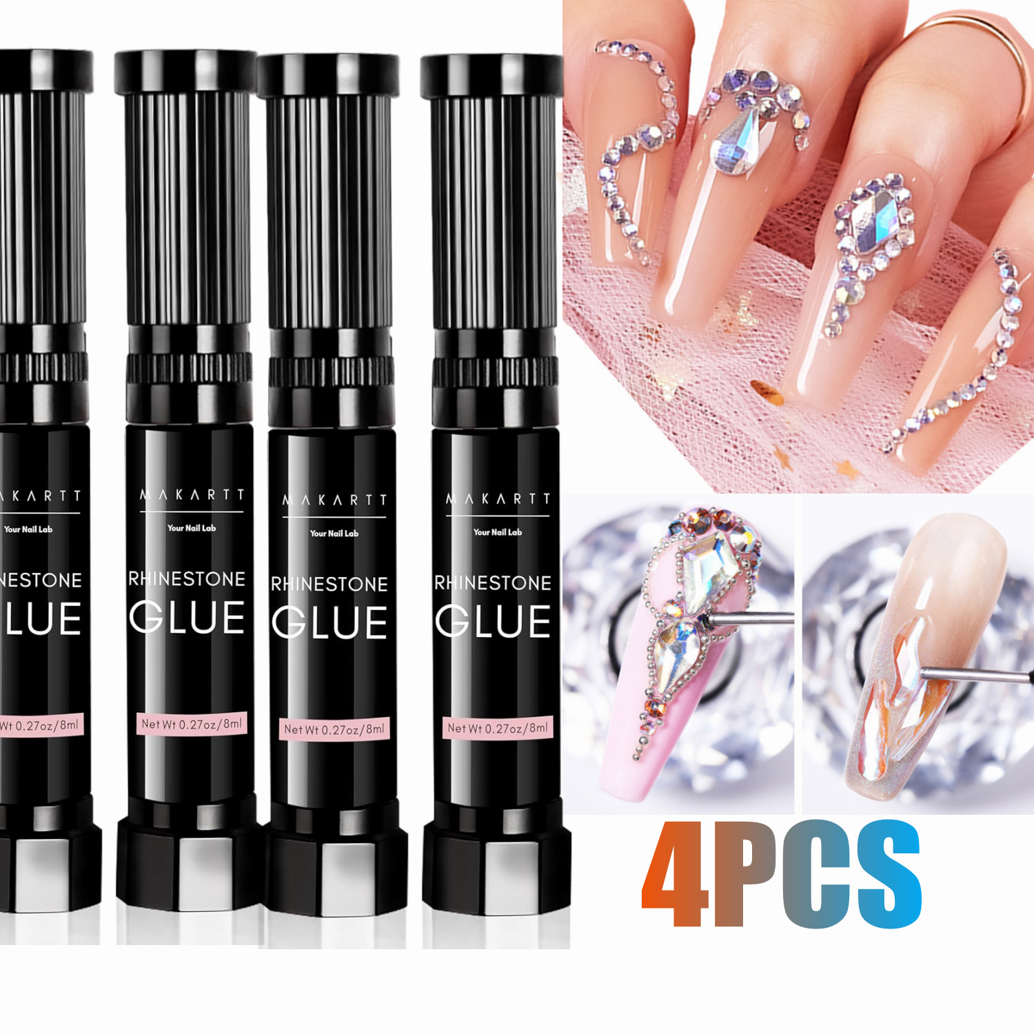 4 قطع من غراء ماكارت لتزيين ال - مراجعة Rhinestone Nail Gem وسعره